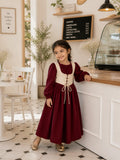Miniyez Junior Girls Maroon Cotton Dress CoRset Style Breathable Kids Wear India