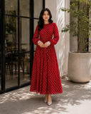 Red Polka Dot Maxi Dress for Women | Vintage-Inspired Modest Wear