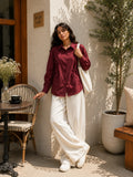 Pinterest Tie-Detail Cey Shirt & Wide-Leg Pants Co-Ord Set - Yezwe Korean Wear