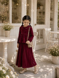 Miniyez Junior Girls Wine Maroon Velvet Co-ord Set Skirt Top Kids Wear India
