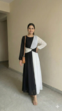 Black & White Georgette Maxi Dress | Soft Flowing Fabric | Comfortable Daily & Office Wear | Made in India