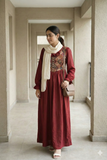 Winered Pintrest Modest Wear Yezwe – Imported Cey With Linen Lux Maxi Dress