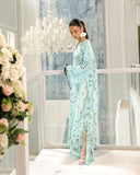 Yezwe Orange & Sky Blue Kaftan Dress β Cotton Satin Blend | Pre Booking