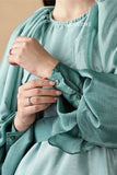YEZWE affordable modest green maxi dresses online with elegant fabric and stylish sleeve details