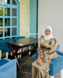 Modest olive satin co-ord set by YEZWE, featuring elegant design and comfortable fit for stylish occasions