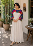YEZWE Vintage Full Length Hakoba Dress Festive with Colorful Sleeve Design for Special Occasions