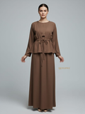 YEZWE Brown Cey Three-Piece Set | Customizable Plus Size Friendly Modest Wear