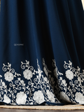 YEZWE Navy Blue Imported Cey Embroidered Modest Maxi Dress With Inner