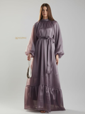 YEZWE Lavender High-Neck Maxi Dress | Full-Length Party Gown for Weddings & Evenings