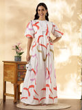 YEZWE Imported Modest Printed Full Length Maxi Dress