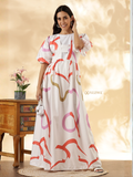 YEZWE Imported Modest Printed Full Length Maxi Dress