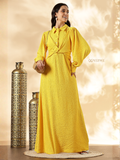 YEZWE Vibrant Yellow Urban Knit Modest Full Length Maxi Dress