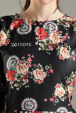 Black Floral Maxi Dress by YEZWE featuring vibrant floral patterns and a stylish neckline