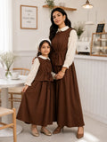 Yezwe Chocolate Brown Mom & Daughter Matching Maxi Dress with elegant design for family outings