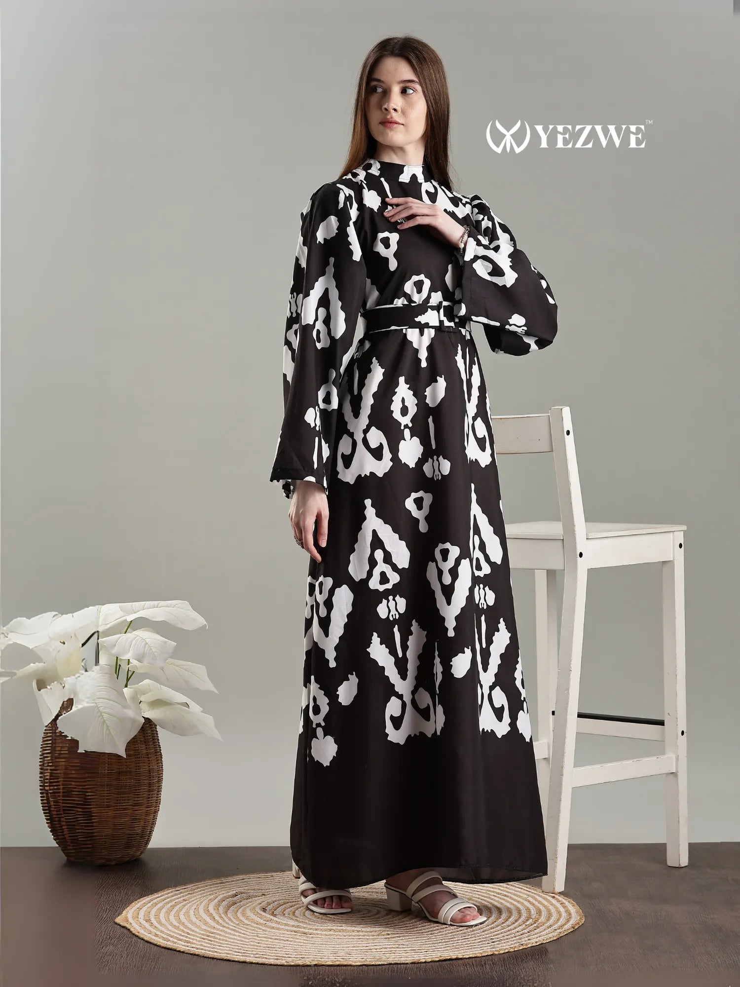 YEZWE Full Length black modest maxi Dress with elegant design for versatile styling