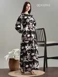 YEZWE full length Floral modest maxi dresses online featuring elegant floral design and relaxed fit