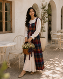 Yezwe Hakoba Dress with Madras Checks Layered Overdress INDIA, featuring a stylish long design and a comfortable fit