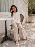 Yezwe Junior Girls Beige Checkered Pant & Full Sleeve Top Co-ord Set styled for a casual outdoor look