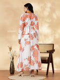 Elegant modest co-ord set by Yezwe featuring floral patterns and a flowing design for stylish comfort