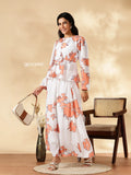 Yezwe Modest Co-ord Set in Floral Print with Long Sleeves and Flowy Design for Elegant Style