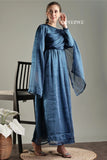 Elegant YEZWE modest in blue party maxi gown with flowing sleeves and a stylish design