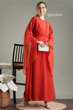YEZWE modest in orange georgette maxi dress with flowy sleeves and elegant design