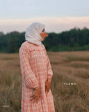 Yezwe Check Crush Oversize Maxi Dress - Modest Wear - YEZWE