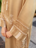 YEZWE Modest Wear Jalabiya Golden and Dull Full Length Comfortable Jalabiya Dress | Pre-Booking close-up of sleeve detail