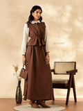 Pinterest Modest Top And Skirt Set in Brown with a Peplum Waist and Long Sleeves for Elegant Looks