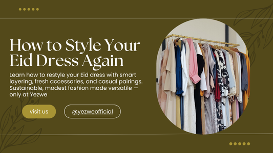 Woman showing how to style your Eid dress again with ease in a modest, casual look