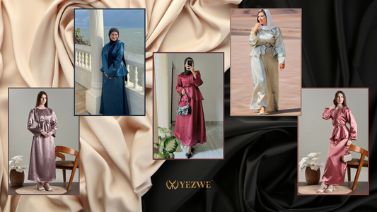 Collection of satin co-ord set in various shades styled elegantly for festive and everyday wear