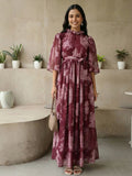 Yezwe georgette with lycra lining customizable modest maxi dress front view