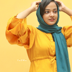 Yezwe Yellow Layered Sleeve Top - Crush Material Modest Wear