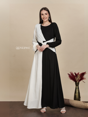 Yezwe Elegant Monochrome Wrap-Around Black and White Maxi Dress XXS - 30 #MWS Options 4 mws_apo_generated