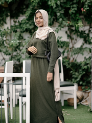 Yezwe Olive Green Turkish Short Top and Skirt Set - Modest Wear