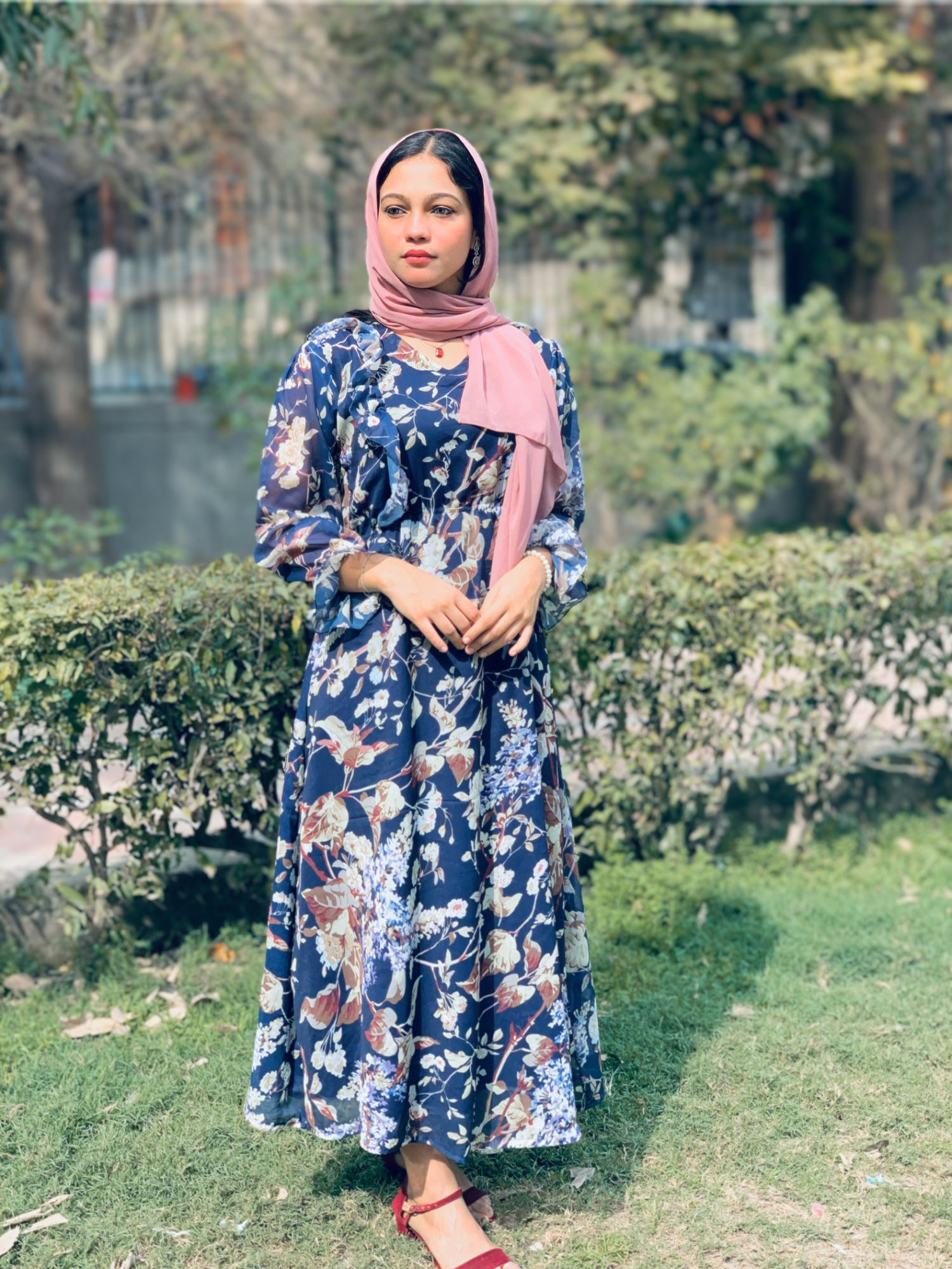 Blue Floral Georgette All Time Floral Maxi Dress