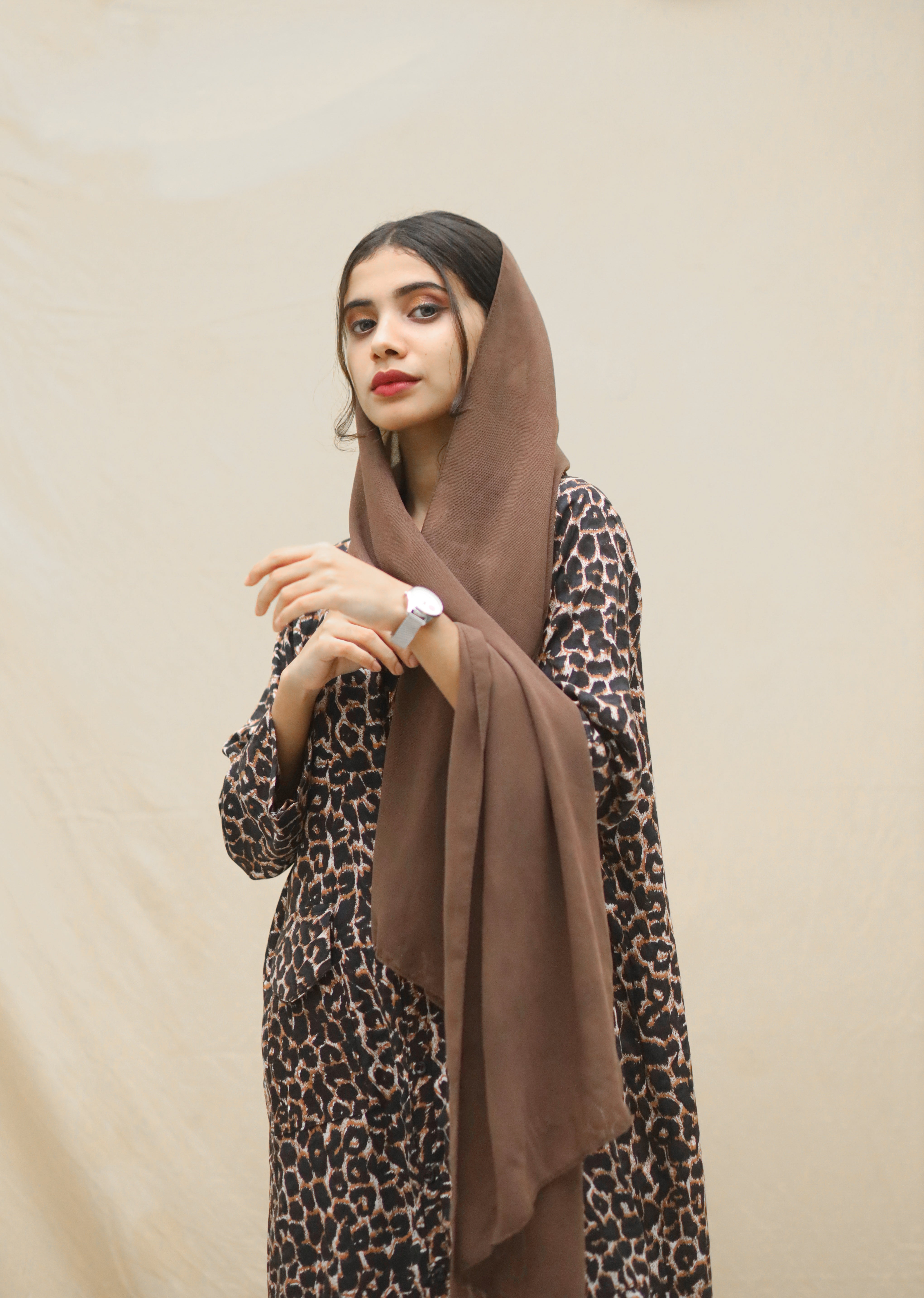 Yezwe Leopard Print Oversize Shirt - Front Open with 3/4th Sleeves