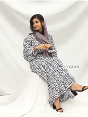 Yezwe Black And White Small Animal Print Maxi Dress - Modest Wear