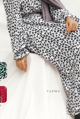 Yezwe Black And White Small Animal Print Maxi Dress - Modest Wear