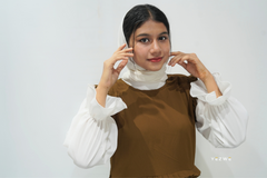 Yezwe Brown Dungaree with White Crush Material Top - Modest Wear