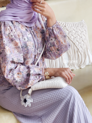 Yezwe Lavender Maxi Dress - Full lenght Gown With Hakoba Floral Shrug - Modest Wear