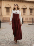 YEZWE Red Velvet Vintage Maxi Dress - Modest Wear Pinterest Inspired