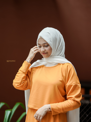 Yezwe Orange Turkish Short Top and Skirt Set - Modest Wear