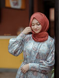Tropical Printed cadet bluesatin maxi dress - Modest Wear Maxi Dress