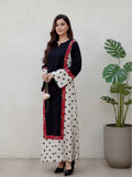 Yezwe Black Polka Accent Crepe Modest Co-Ord Set | Pre-Booking