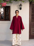 YEZWE Organic Cotton Summer Deep wine Co-Ord Set with Embroidered Pants - Pre Booking