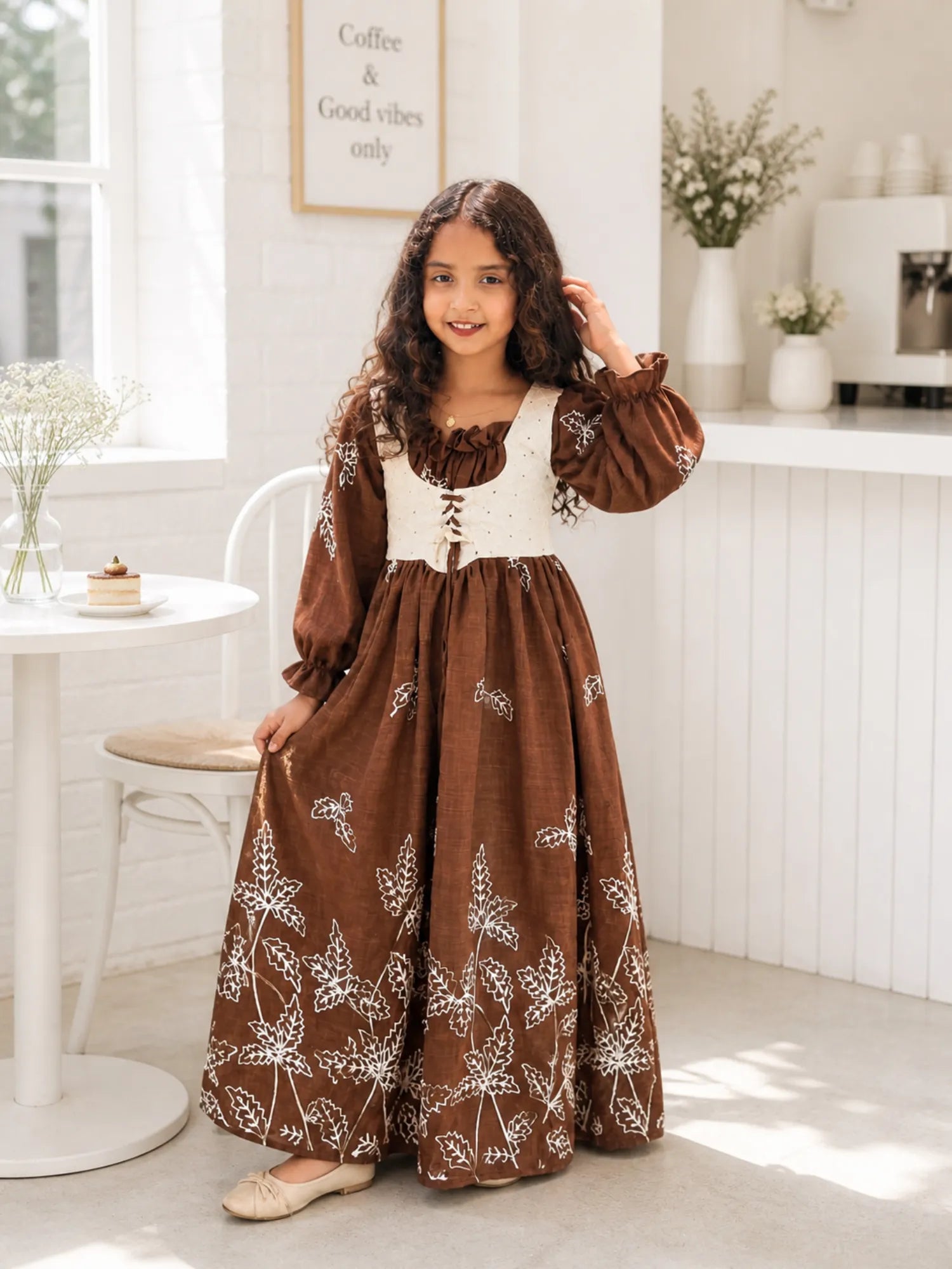 Yezwe Khadi Embroidered Junior Girls Miniature Maxi Dress
