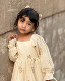 Yezwe Soft Buttercream Floral Modest Maxi Dress - Junior Girls