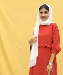 Yezwe Crush Material Top with Center Ruffle - Modest Wear