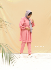 Yezwe Plain Pink Top and Pant Co-ord Set - Modest Wear